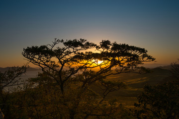 Obraz premium Sunrise on the peninsula on behalf of Krabbe in Japanese sea.