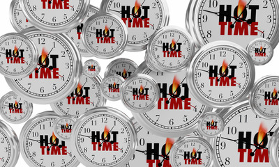 Hot Time Clocks Popular Event Fun Party 3d Illustration