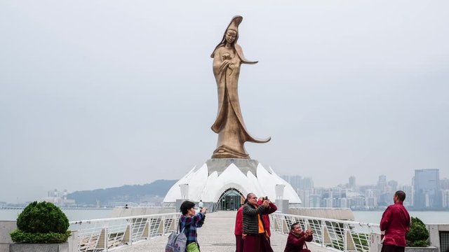 Time lapse The Statue of Guanyin in macau China