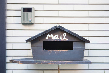 Vintage wooden mail post box