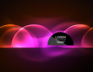 Neon glowing glass transparent circles, background