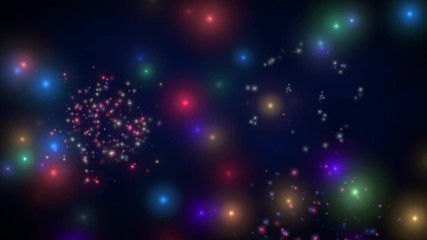Beautiful happy smile face fireworks explode in the sky and colorful glowing lights background. (Looped) - Powered by Adobe