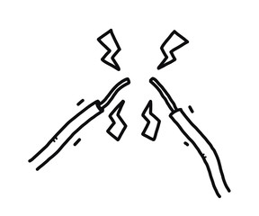 electric spark / cartoon vector and illustration, black and white, hand drawn, sketch style, isolated on white background.