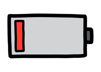 low battery symbol / cartoon vector and illustration, hand drawn style, isolated on white background.