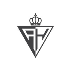initial two letter half logo triangle black