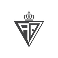 initial two letter half logo triangle black