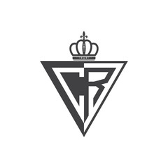 initial two letter half logo triangle black