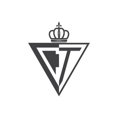 initial two letter half logo triangle black