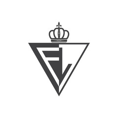 initial two letter half logo triangle black