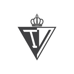 initial two letter half logo triangle black