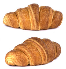Delicious croissants on white background