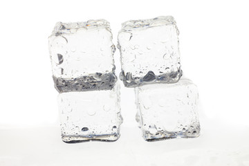  ice cubes on white background.