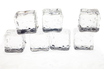  ice cubes on white background.