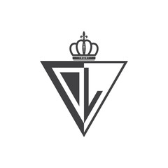 initial two letter half logo triangle black