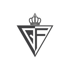 initial two letter half logo triangle black
