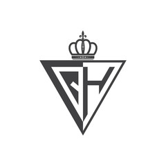 initial two letter half logo triangle black
