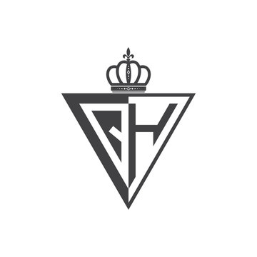 initial two letter half logo triangle black
