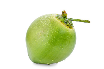 water drop green coconut isolated on white background