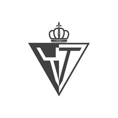 initial two letter half logo triangle black