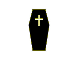 Elegant black coffin with cross.