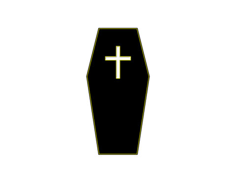 Elegant black coffin with cross.