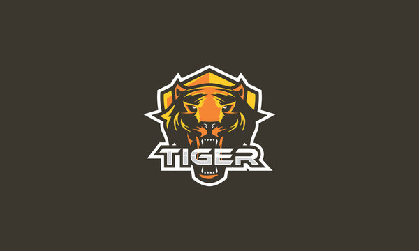 tiger, fangs, wild, ferocious, emblem symbol icon vector logo, esport, 