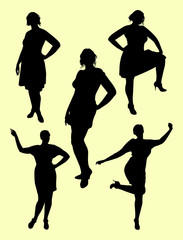 Plus size woman silhouette 04. Good use for symbol, logo, web icon, mascot, sign, or any design you want.