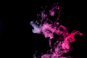 Cloud of smoke of purple, pink isolated background. Background from the smoke of wipe