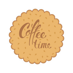 isolated round cookies lettering time coffee