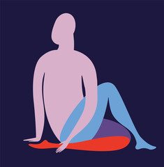 modern linear drawing of a yoga pose ardhamatsyendra