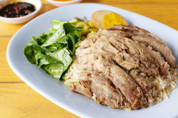 Stewed pork leg on rice