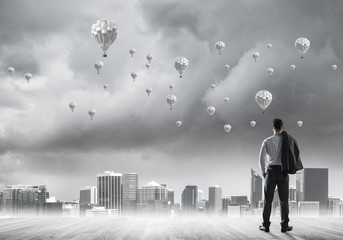 Motivation and inspiration concept with modern cityscape and bus