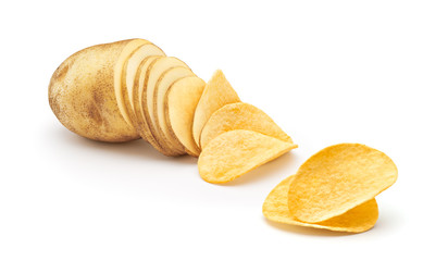 Potato slices turning into chips