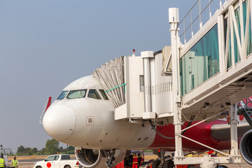 Airplane parking in the airport