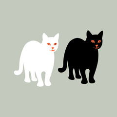 cat   vector illustration  black silhouette  flat style   front