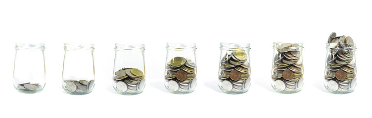 Saving money and account growth business concept. Coin thai baht.