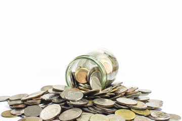 Saving money and account growth business concept. Coin thai baht.