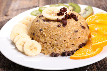 healthy breakfast with cereal and fruit