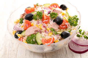 rice salad with tuna fish and tomato