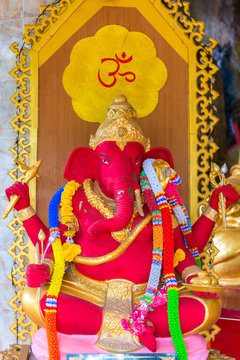 red beautiful elephant god of Ganesha Indian religion