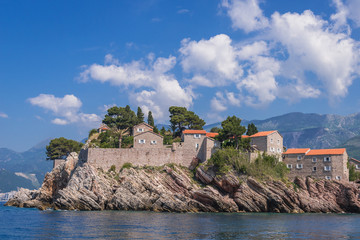 Fototapeta na wymiar Island of Sveti Stefan on Adriatic Sea in Montenegro