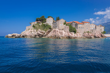 Island of Sveti Stefan on Adriatic Sea in Montenegro