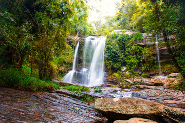 Waterfall in Maesapok village nature landscape background