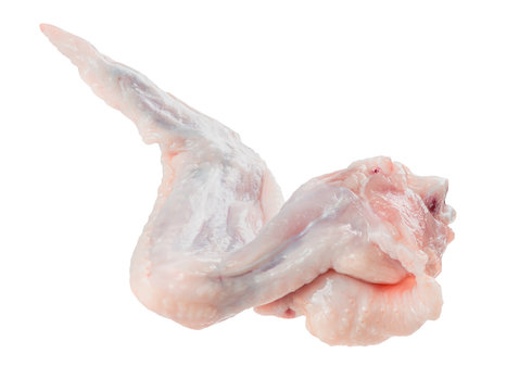 raw chicken wings on white background without shadows. 100% sharp image