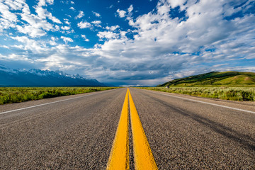 Empty open highway in Wyoming