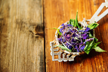 Traditional russian green herbal tea from Fireweed leaves: Koporye Tea, Russian Tea or Ivan Chai.