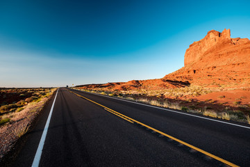 Empty scenic highway in Monument Valley