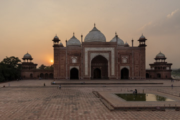 The Kau Ban Mosque against sunset, Taj Mahal complex, Agra, Uttar Pradesh, India