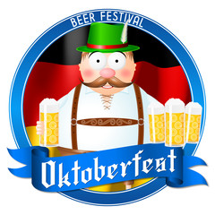 Oktoberfest illustration - waiter holding beer
