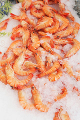 Fresh shrimps on ice